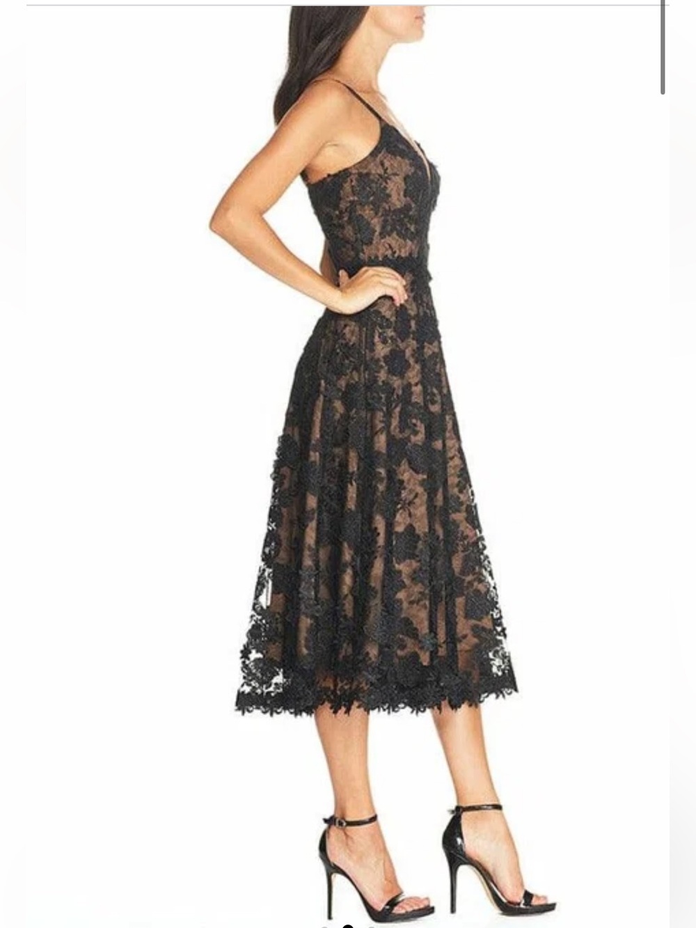 Dress the Population Womens Tahani Plunge Neckline Fit and Flare Dress - Picture 2 of 8